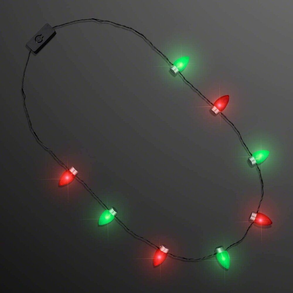 Green and Red LED Light Up Christmas String Light Bulb Necklace
